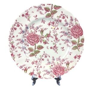 VTG 1950s Johnson Bros Rose Chintz Pink 9 7/8" Dinner Plate England Black‎ Stamp